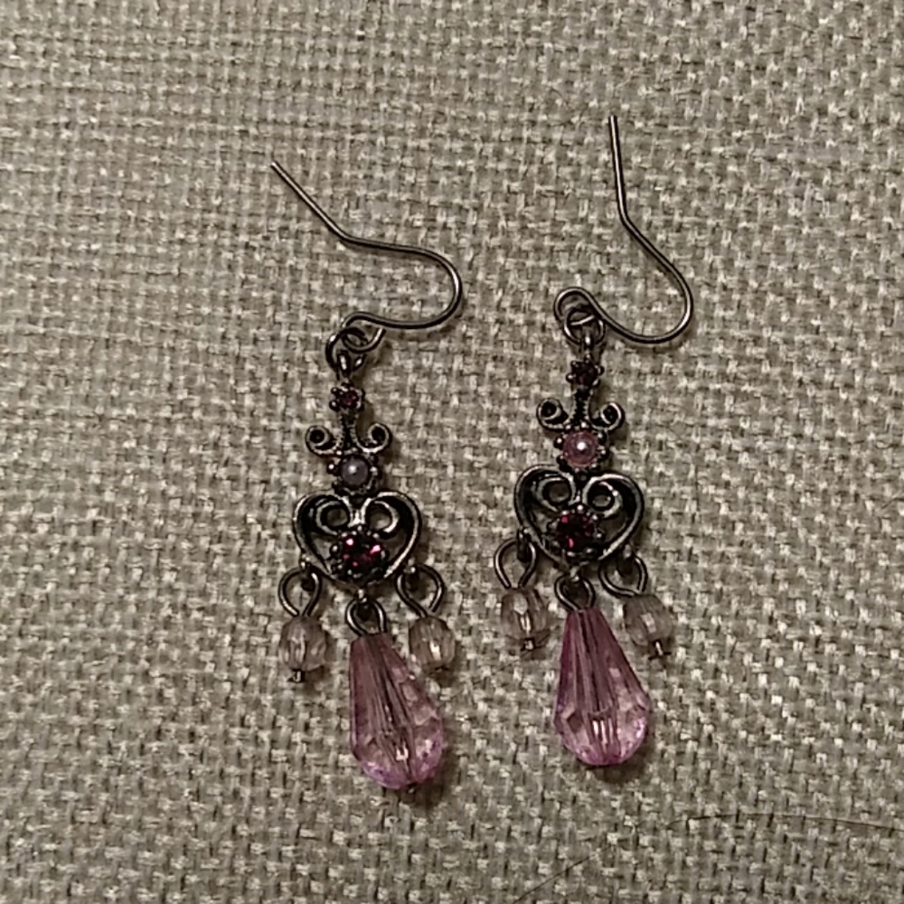 Purple Heart Earrings
